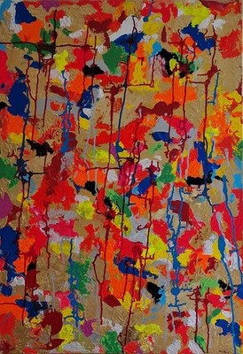 Harlekin on a Night out, Original Acryl, Tuschegemälde von Paula O'Sullivan