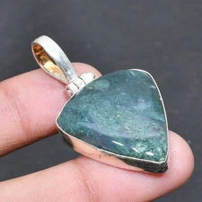 Indian Moss Agate Gemstone Handmade  Jewelry Pendant 1.70" q897