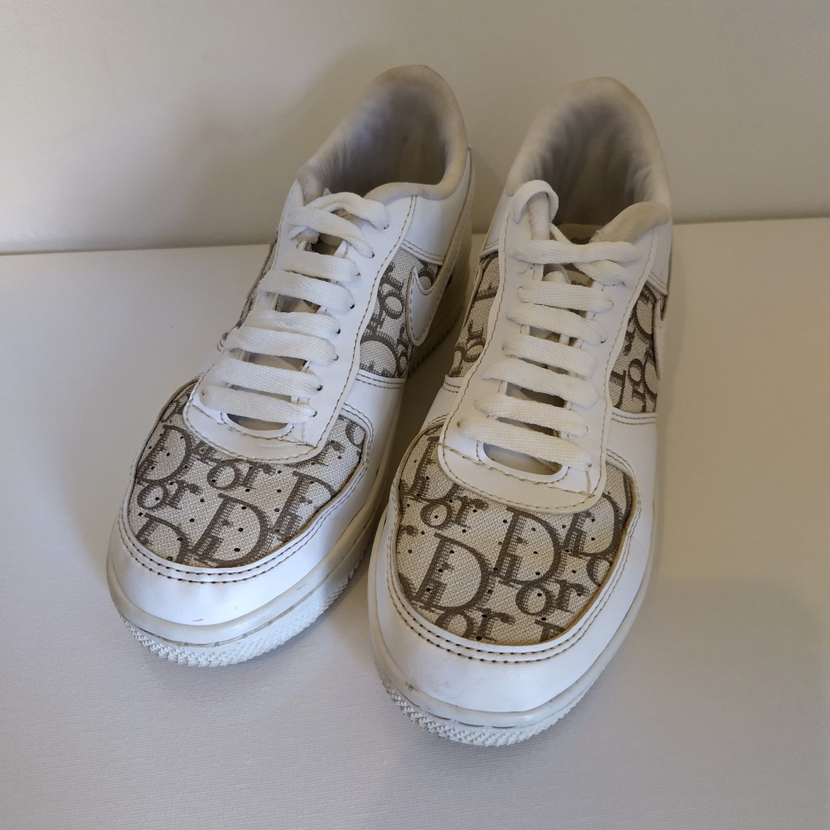 Nike Air Force Dior Collab White Leather Trainers Size UK