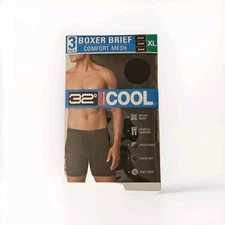 32 Degrees COOL Mens Extra Large 3 Pack 32° Mesh Boxer Briefs 40-42 XL Black