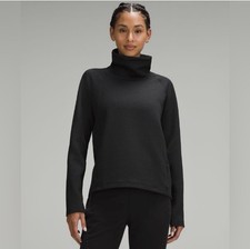 Lululemon Women's Waffle-Knit Funnel Neck Long-Sleeve Shirt Black Size 12