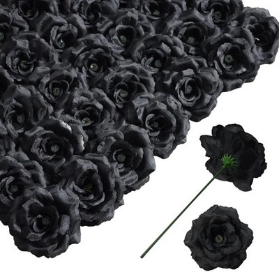 50 Pack Black Roses Artificial Flowers BulkFake Rose 3 Inches and 6 Inches Stem