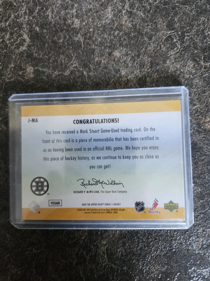 2007-08 Upper Deck Series 1 UD Game Jersey Mark Stuart Card# J-MA - Image 2 of 2