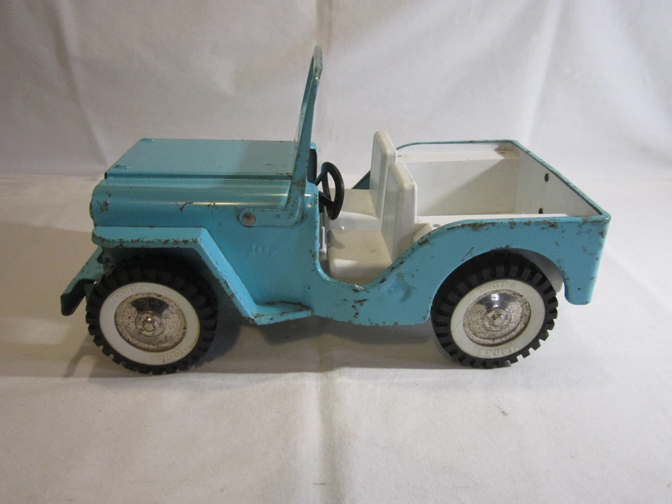 Vintage 1960's Blue Metal Tonka Truck JEEP Runabout Boat Hauler Vehicle - Image 3 of 4