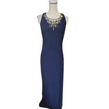 Vince Camuto Long Sleeveless Gown With Jewel Embellished Detail