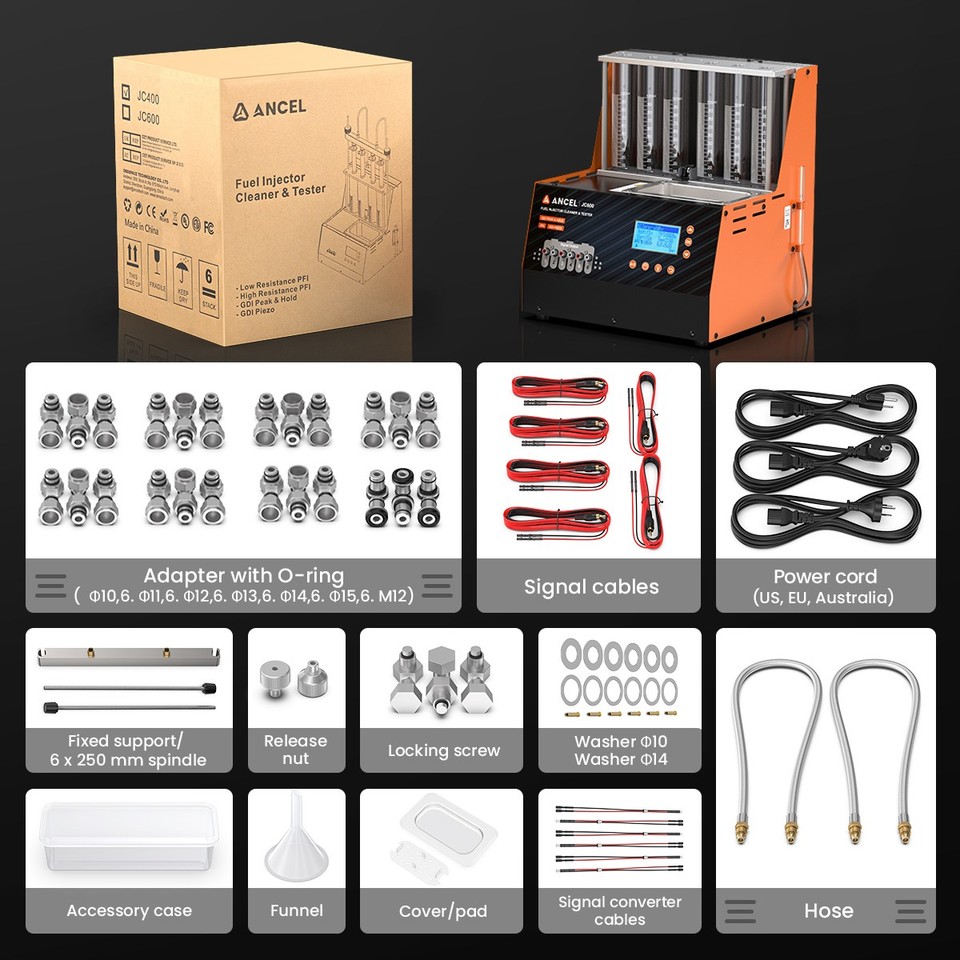 ANCEL JC600 GDI Piezo 6-Cylinder Car Fuel Injector Tester Cleaner ...