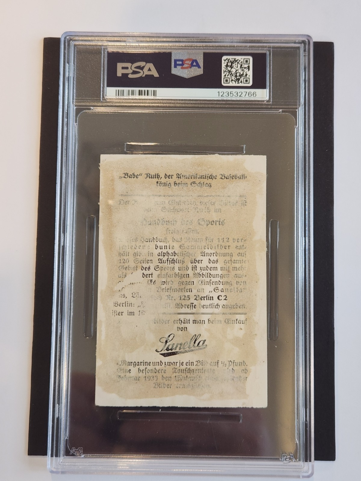 1932 Sanella Margarine Type 2 Babe Ruth Yankees HOF Sanella At Bottom PSA 1 PR view 2