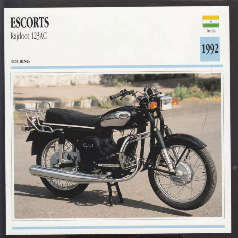1992 Escorts Rajdoot 123AC 350 347cc India Motorcycle Photo Spec Info Card