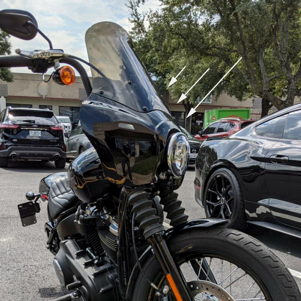 15" Front Fairing Windshield Kit For Harley T-Sport Club Style Dyna Super Glide - Image 4 of 4