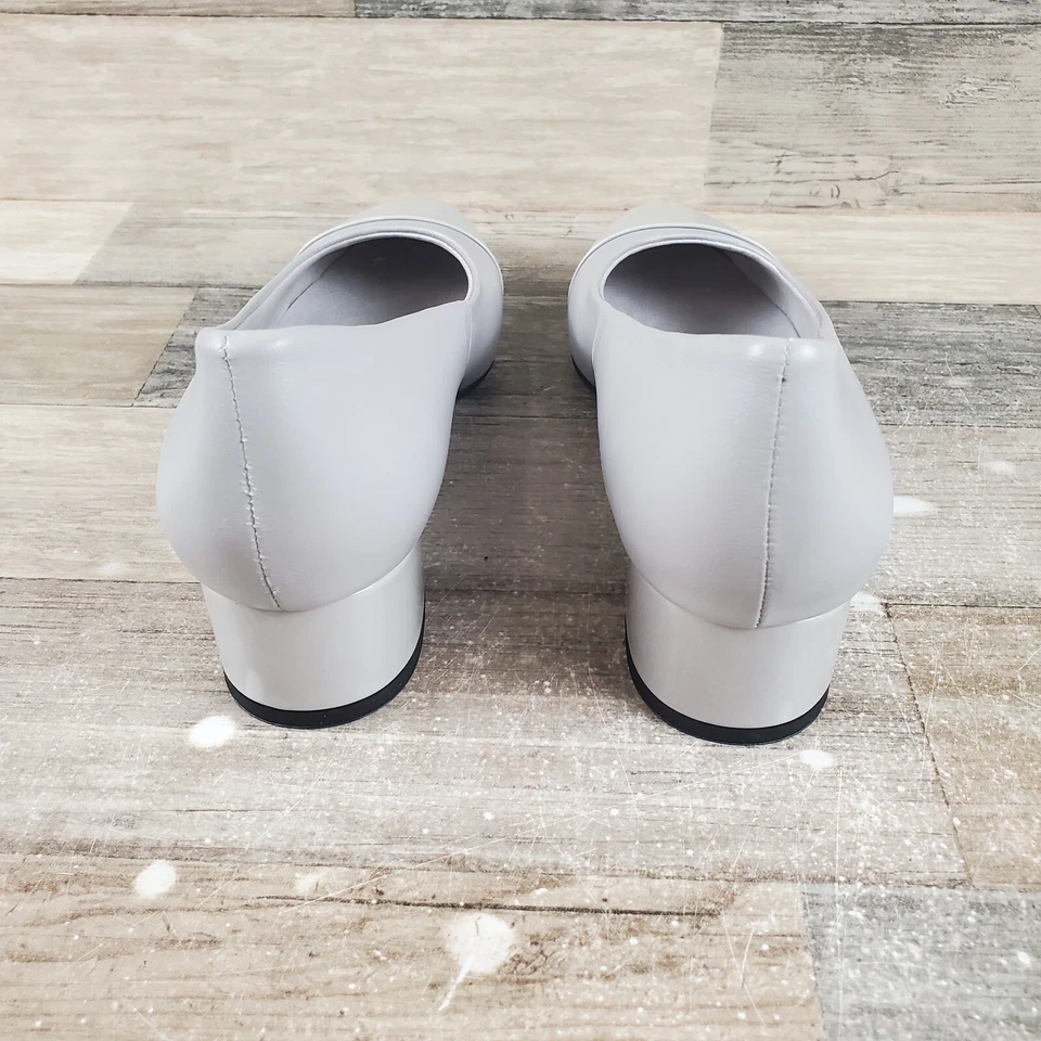 Zapatos de salón David Tate Colette para mujer talla 8,5 N tacón ancho cuero gris sin cordones Foto 3 de 4