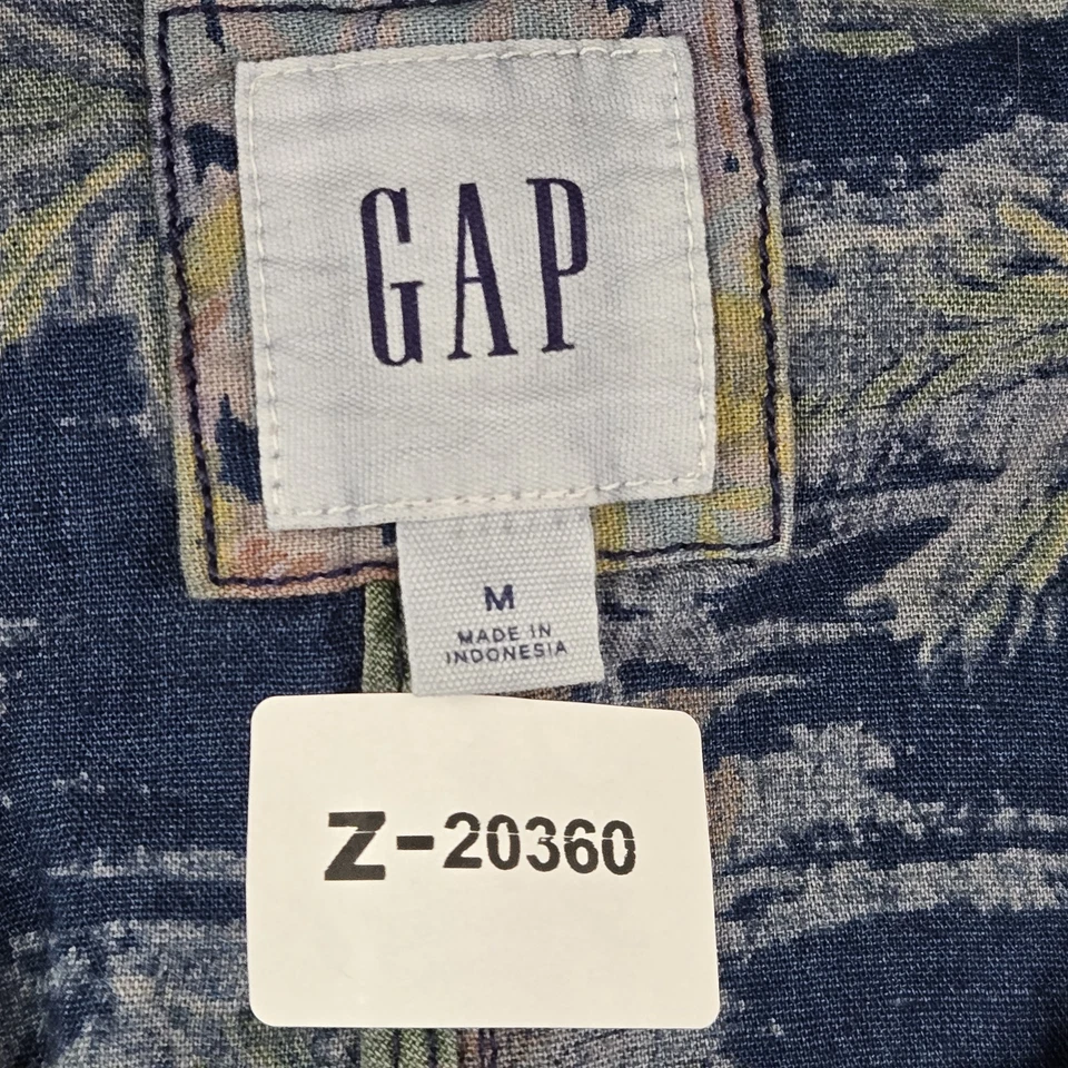 GAP女式夹克M蓝色花卉棉亚麻长袖标志实用 — 第 2/4 张图片