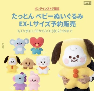 BT21 BABY たっとん ぬいぐるみEX-L TATA BT21 Standing doll EX-L biggest size BABY TATA 27