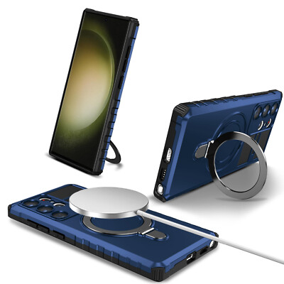 For Samsung Galaxy S24 S23 Ultra S22 Note 20 Magnetic Mag Safe Case Ring Stand