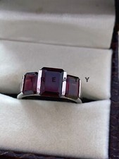 Garnet Emerald Cut Gemstone With 925 Sterling Silver Ring For Men's 517