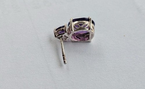 LUSAKA AMETHYST STERLING SILVER EARRINGS Deep Purple Color - Picture 6 of 8