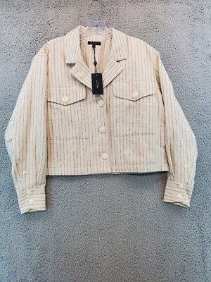 Rag & Bone Women s Natural Striped Jessie Striped Shirt Jacket Size XS Beige NWT