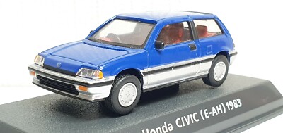 1/64 Konami 1983 HONDA CIVIC HATCHBACK E-AH SILVER/BLUE diecast