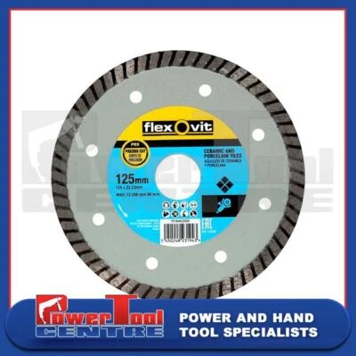 Flexovit 125mm 5" Diamond Cutting Blade Thin Disc Ceramic And Porcelain Tiles