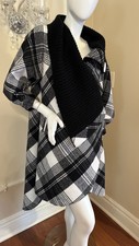 Patrizia Lucas Milano Coat Plaid Check Knit Collar Wool Size L