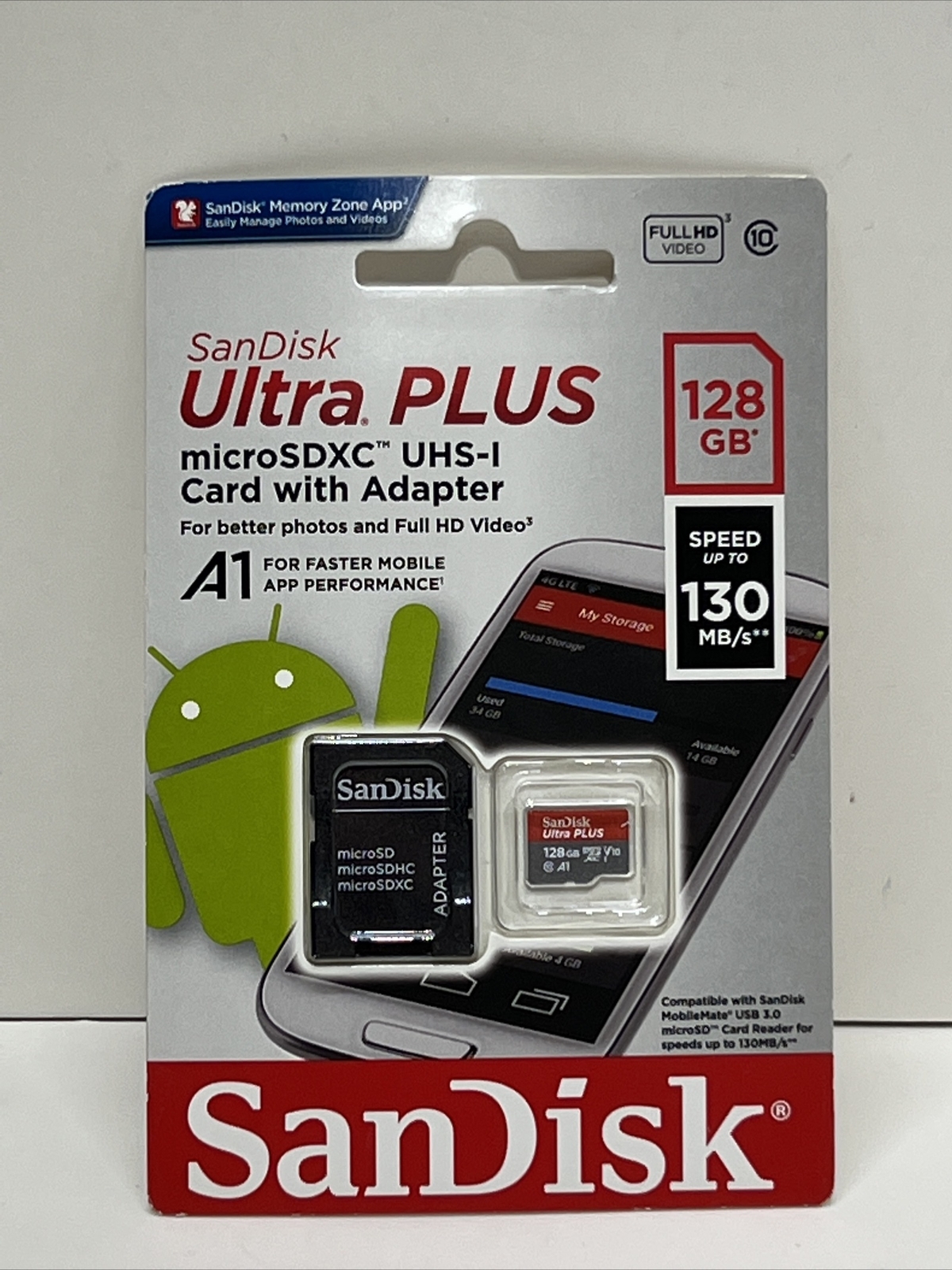 NEW SanDisk Ultra Plus 128GB MicroSDXC UHS-I Card with Adapter - SEALED |  eBay