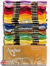 New 50 Anchor Cross Skeins Stitch Cotton Floss Embroidery Thread Assorted Colour