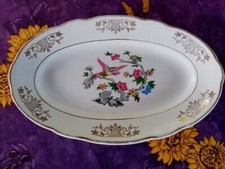 Ravier ancien Faience KG Lunéville Badonviller Décor Oiseau du Paradis Coloré