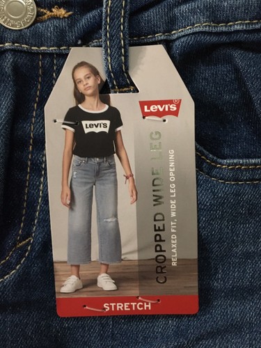 Levi's® Girls' Cropped Wide Leg Mid-Rise Jeans - Medium Wash Size 12 Reg - Picture 6 of 6