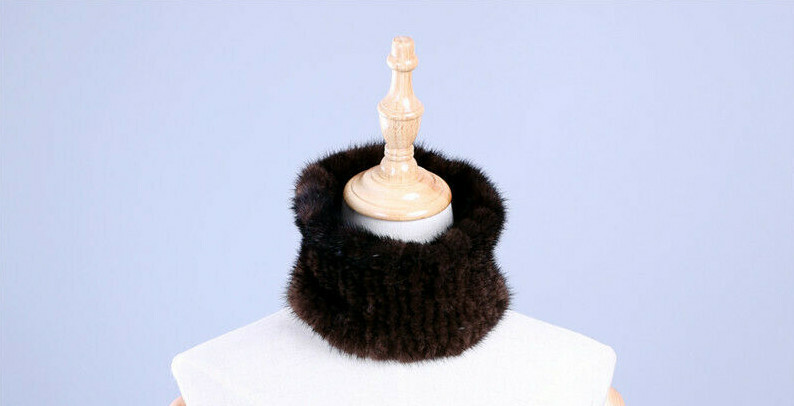 New Real Brown Knitted Mink Knitted Fur Headband Ear Neck  display picture 1