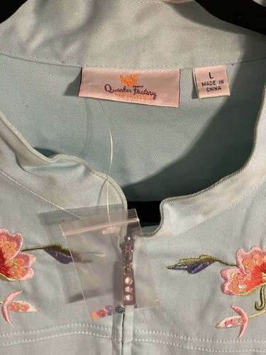 NWOT Quacker Factory Green Embroidered Jacket Size Large Floral Butterfly QVC - Picture 4 of 6