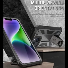 For iPhone 14 Plus Case [Work with Fingerprint ID] Cover Metallic Gun metal