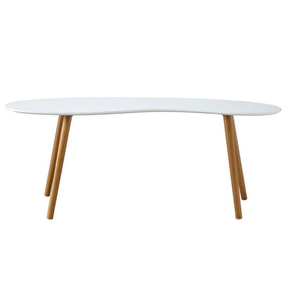 Mesa de centro Convenience Concepts 17,75" A X 47,25" L, moldura de madeira em branco/bambu - Imagem 4 de 4