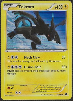 Pokemon ZEKROM 39/116 Holo Black White Plasma Freeze English NM
