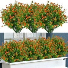 Outdoor Indoor Artificial Flowers Baby Breath Fake Flowers UV Resistant Orange