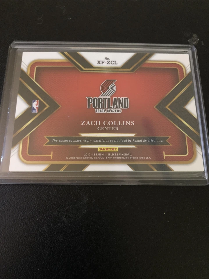 2017-18 PANINI SELECT ZACH COLLINS XF-ZCL ROOKIE XFACTOR JERSEY RELIC PATCH RC - Image 2 of 2