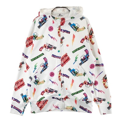 Hysteric Glamour Long Sleeve Zip Hoodie All Over Pattern White M 