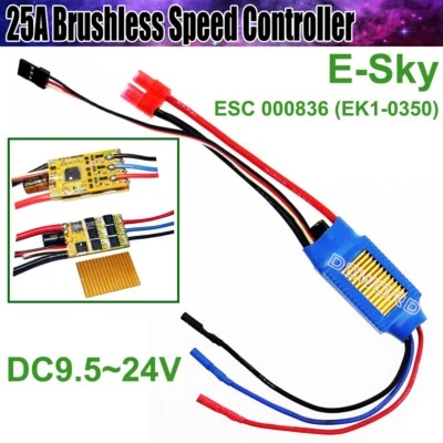 DC9.5V-24V E-Sky ESC 000836 (EK1-0350) 25A Regolatore di velocità brushless per auto radiocomandata
