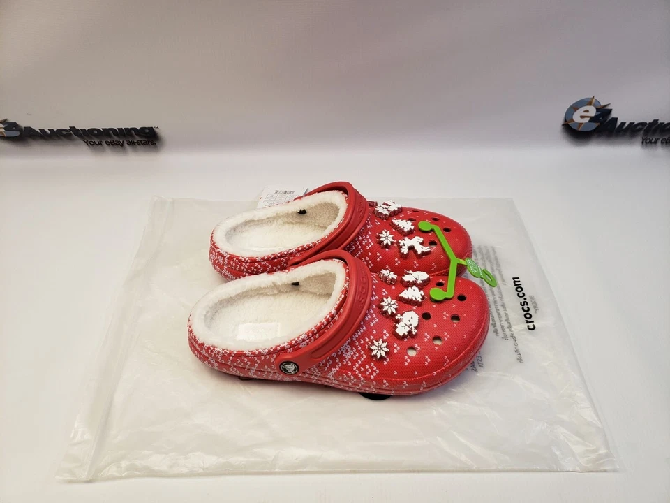 Zuecos Crocs Unisex-Adulto Clásicos Forrados Vacaciones Dije M5/W7 Rojo/Blanco Nuevos Foto 4 de 4