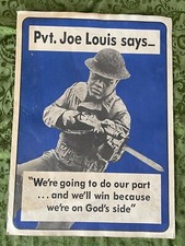 Extremely Rare Original Boxer Pvt Joe Louis Says WWII Recruitment Poster 25 x 18