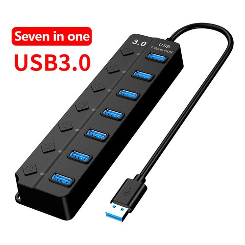 USB HUB 3.0 USB 2.0 Hub Multi USB Expander Splitter High Speed 4 / 7 Port On/Off - Afbeelding 10 van 12
