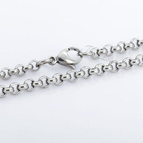 3MM 28" Silver Stainless Steel Rolo Link Necklace Men Women Chain Jewelry Gift - Imagen 5 de 5