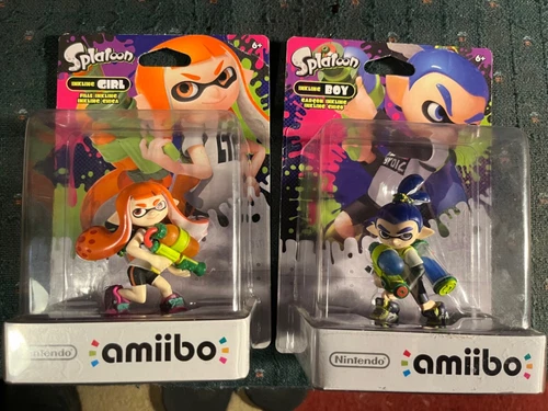 NINTENDO AMIIBO SPLATOON INKLING GIRL + BOY ORANGE & BLUE - NEW IN PACKAGE