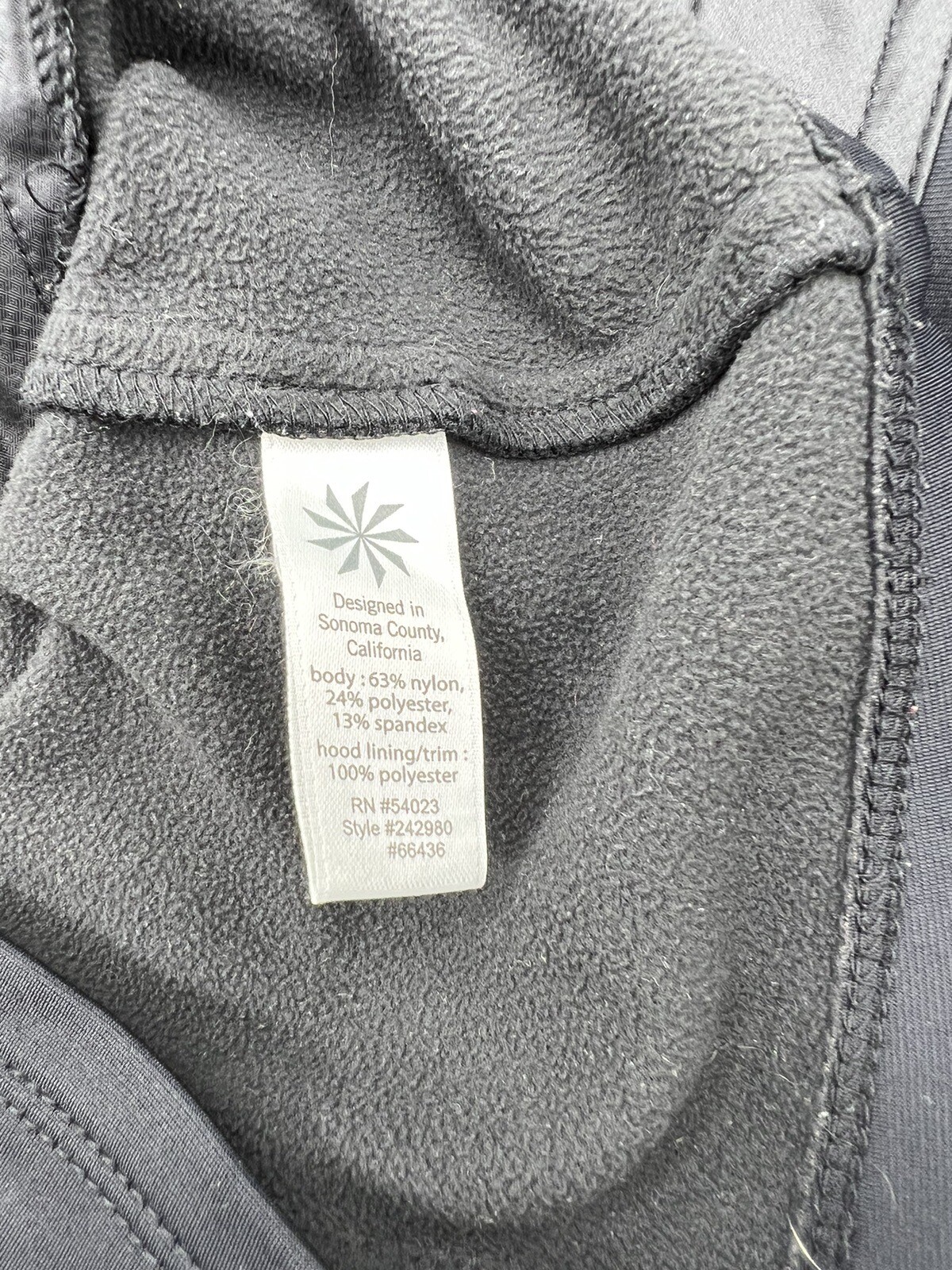 ATHLETA Womens XS Verbier Jacket Hooded Fleece Lined Black Thumb Holes