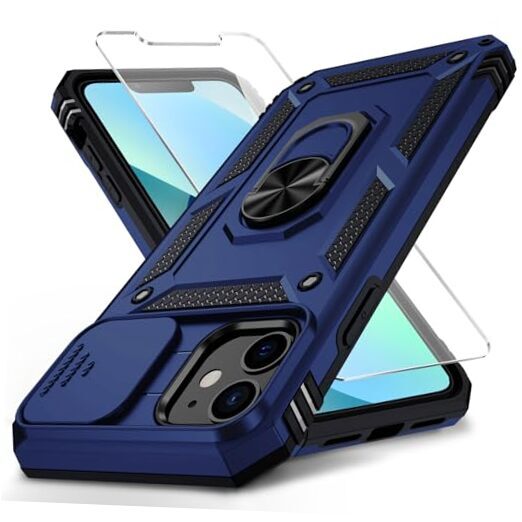 for iPhone 12 Mini Case with Navy Blue / Slide Camera 2nd gen.Military Grade