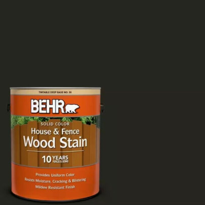 BEHR Jet Black Solid Color House and Fence Wood Stain Resists Mildew - 1 Gallon