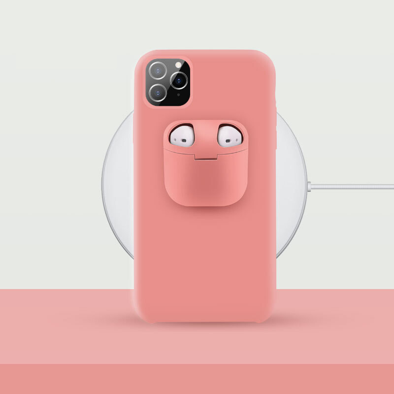 Liquid Silicone iPhone Case with Airpod Holder for AirPods ,Pro