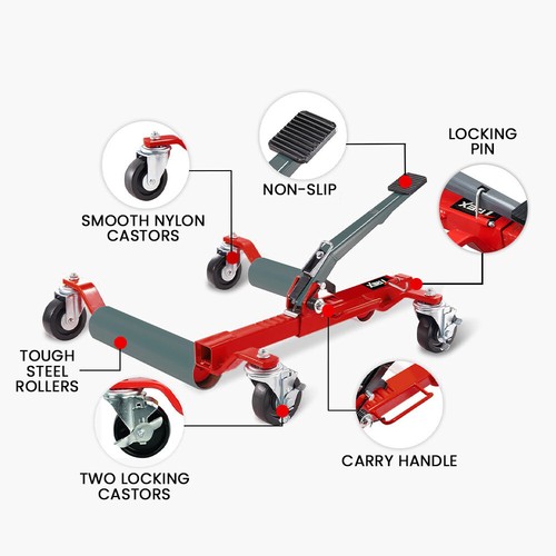 T-REX 1180kg Set of 2 Vehicle Positioning Jacks Ratcheting Car Wheel Dolly Auto - Picture 5 of 12