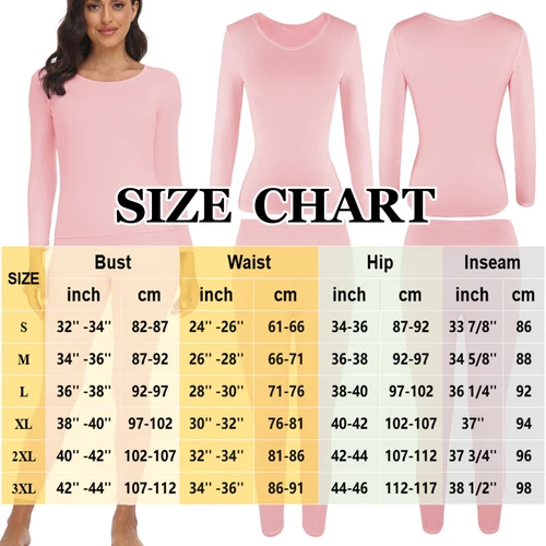 Womens Winter Ultra-Soft 2 Pc Thermal Set Top and Bottom Long Underwear Warm - Picture 21 of 27