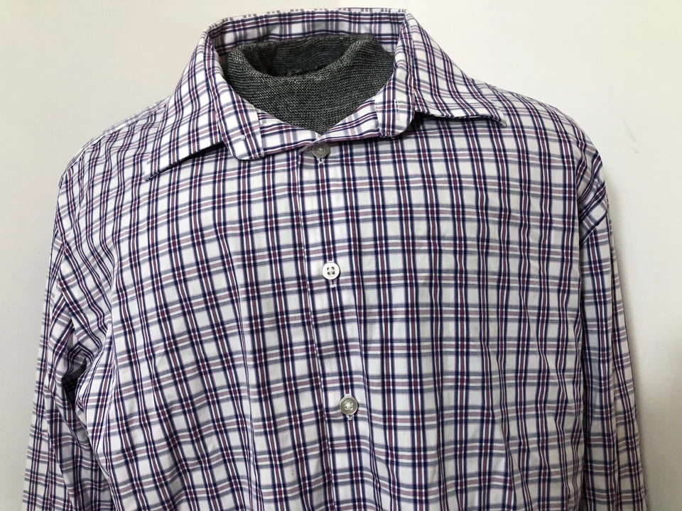 Camisa Egara Para Hombres XXL Manga Larga Algodón a Cuadros Abotonada Roja Blanca Azul Foto 2 de 4