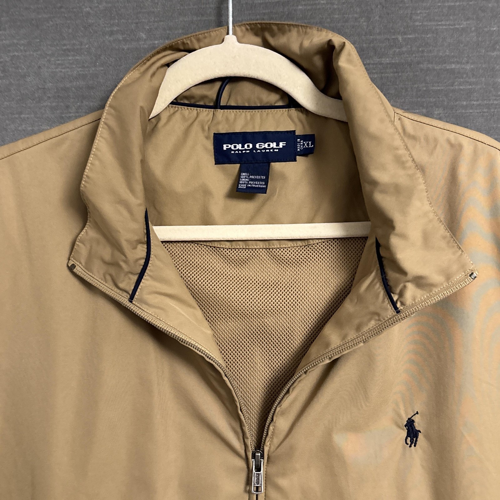 Vintage Polo Golf Ralph Lauren Vest XXL Tan Full Zip Windbreaker Jacket Preppy thumbnail 4