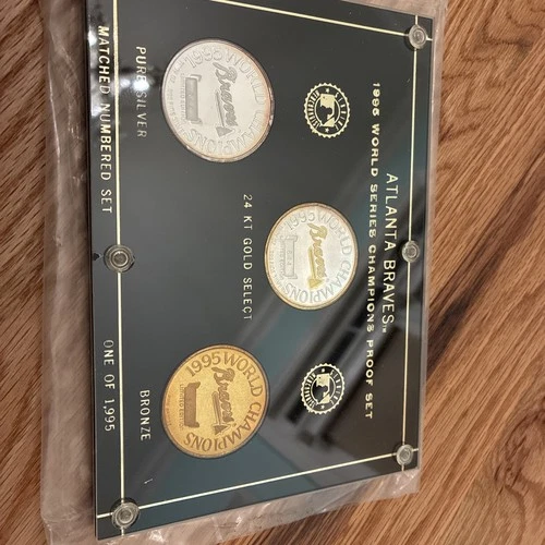 1995 Atlanta Braves Silver Coin Proof Set 2x 1oz Silver 1oz Bronze